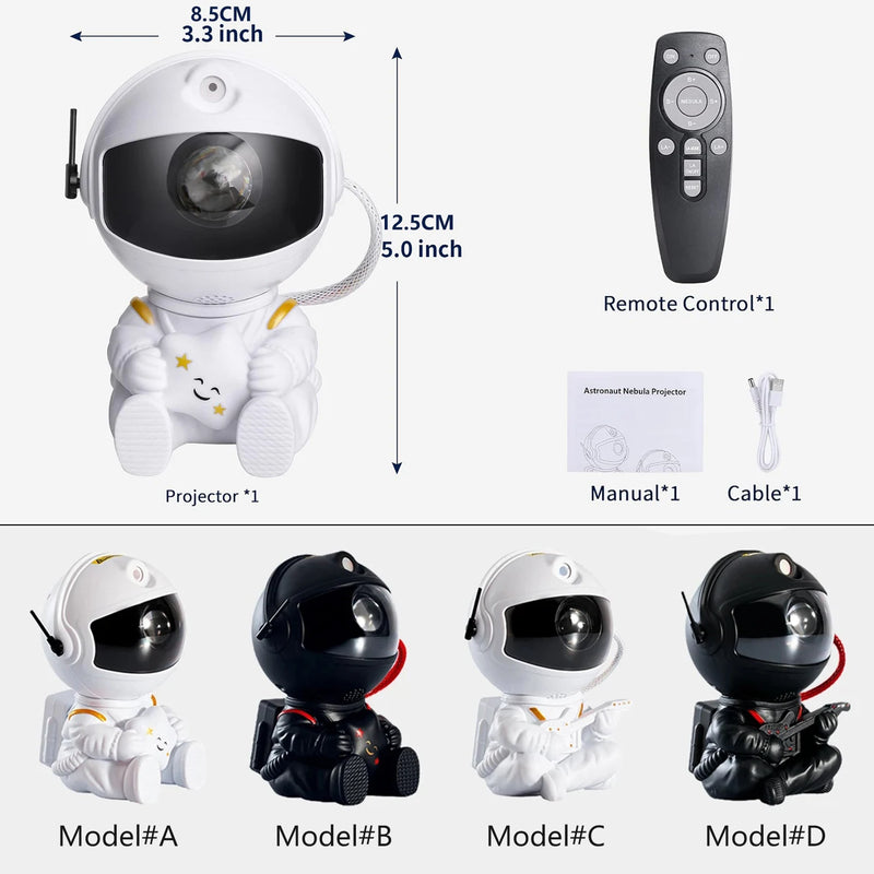 Projetor de luz de astronauta Galaxy Star Starry Sky Projetor Lâmpada Decoração Quarto Nebulosa LED Luz noturna Presente para crianças e adultos