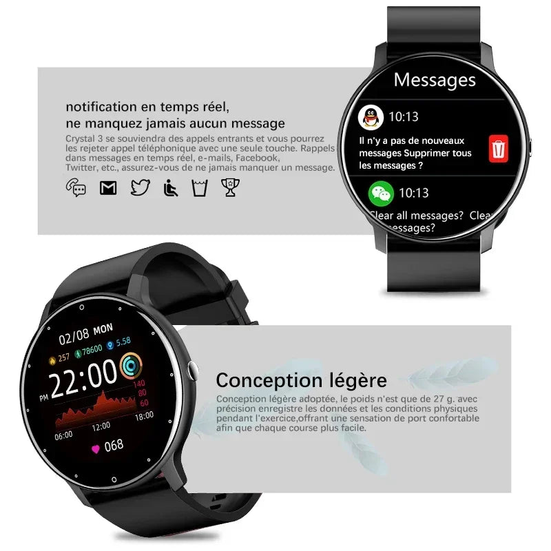 Xiaomi Novo Relógio Inteligente Masculino Tela de Toque Completa Esporte Fitness Relógio IP67 À Prova D'Água Bluetooth Para Android iOS Smartwatch Masculino+caixa