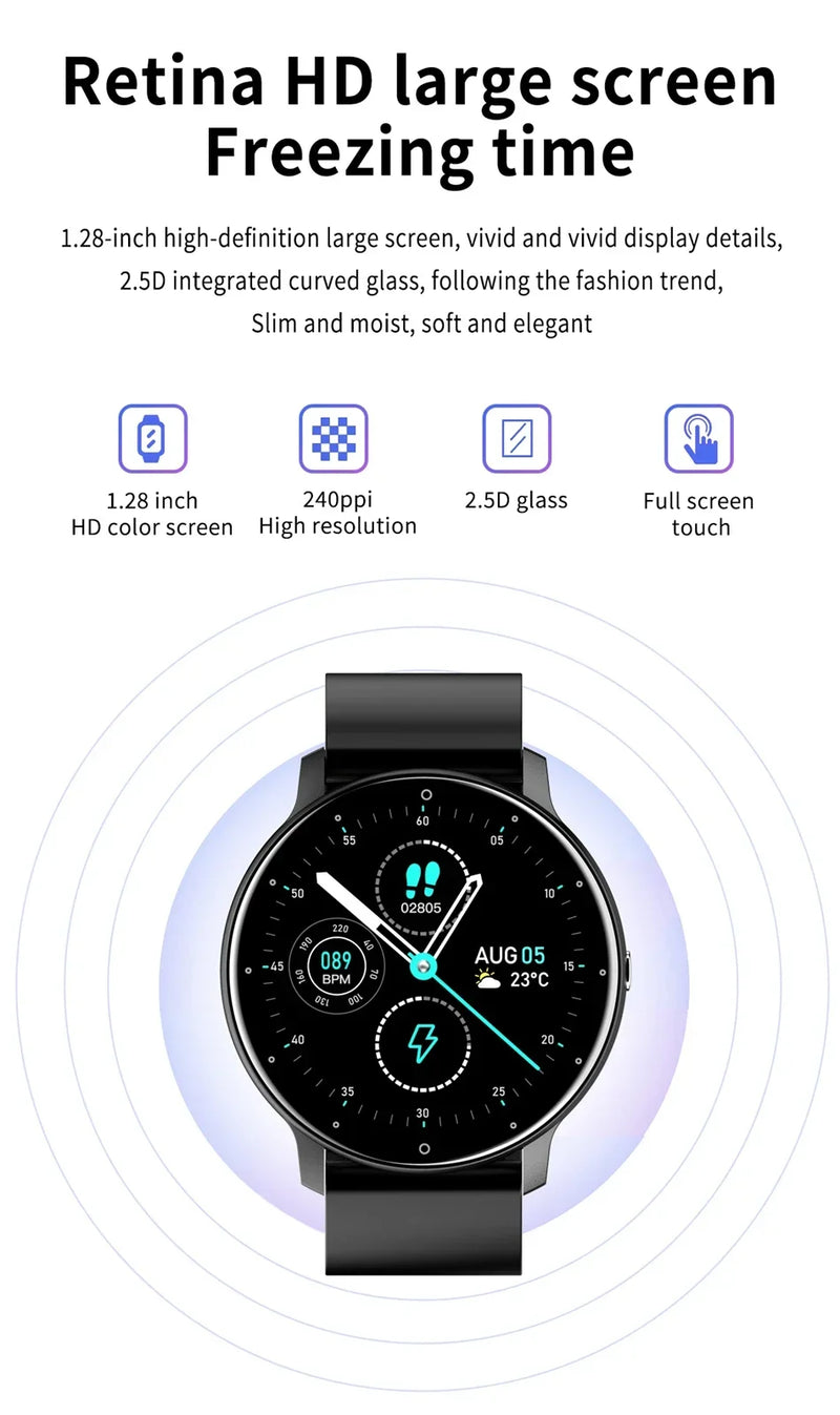 Xiaomi Novo Relógio Inteligente Masculino Tela de Toque Completa Esporte Fitness Relógio IP67 À Prova D'Água Bluetooth Para Android iOS Smartwatch Masculino+caixa