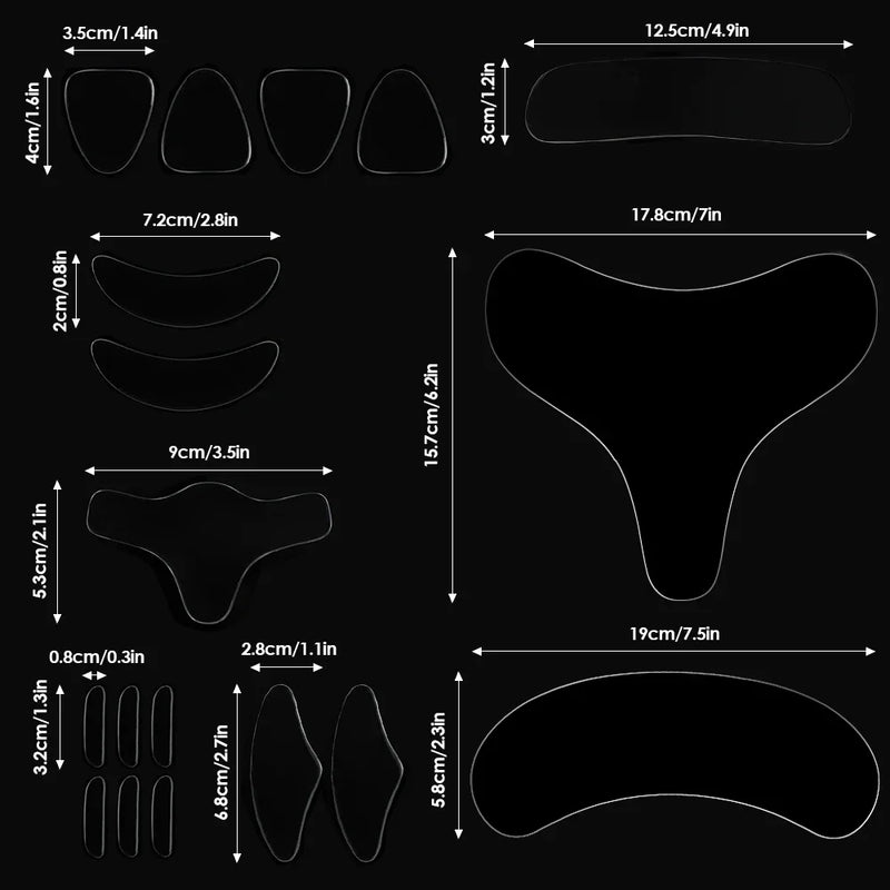 Adesivo de silicone reutilizável para remoção de rugas, rosto, testa, pescoço, adesivos para os olhos, almofadas antirrugas, adesivos antienvelhecimento para pele, adesivos para lifting facial