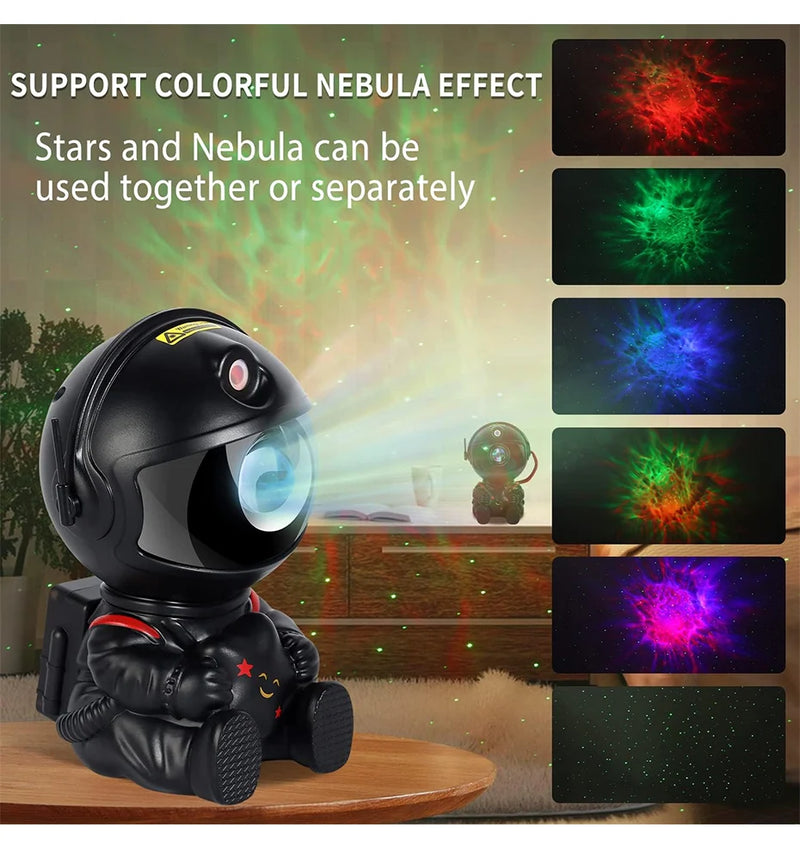 Projetor de luz de astronauta Galaxy Star Starry Sky Projetor Lâmpada Decoração Quarto Nebulosa LED Luz noturna Presente para crianças e adultos