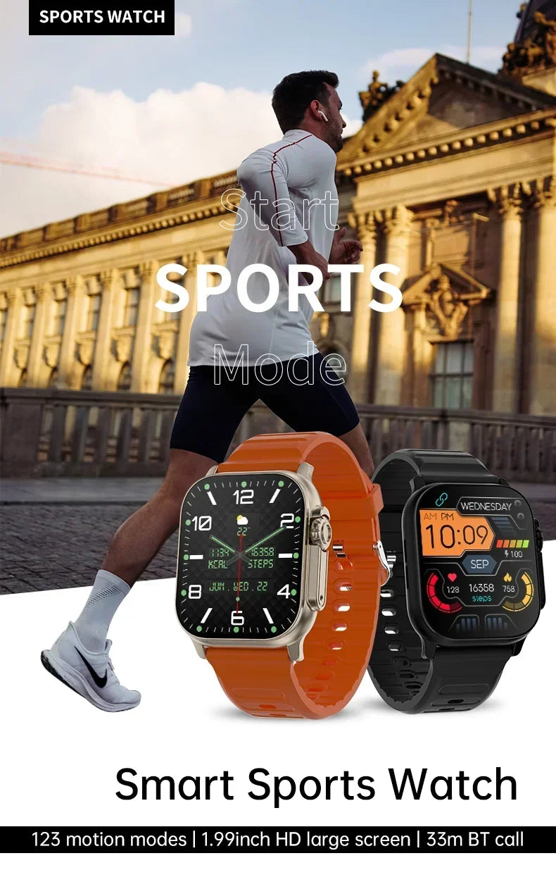 Novo relógio T900 U2 Smart Watch 49mm 2024 Novo NFC Homens Mulheres GPS Track Bluetooth Chamada BT Música Jogos Carregamento sem fio Smartwatch