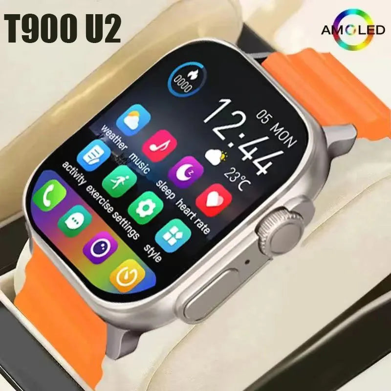 Novo relógio T900 U2 Smart Watch 49mm 2024 Novo NFC Homens Mulheres GPS Track Bluetooth Chamada BT Música Jogos Carregamento sem fio Smartwatch