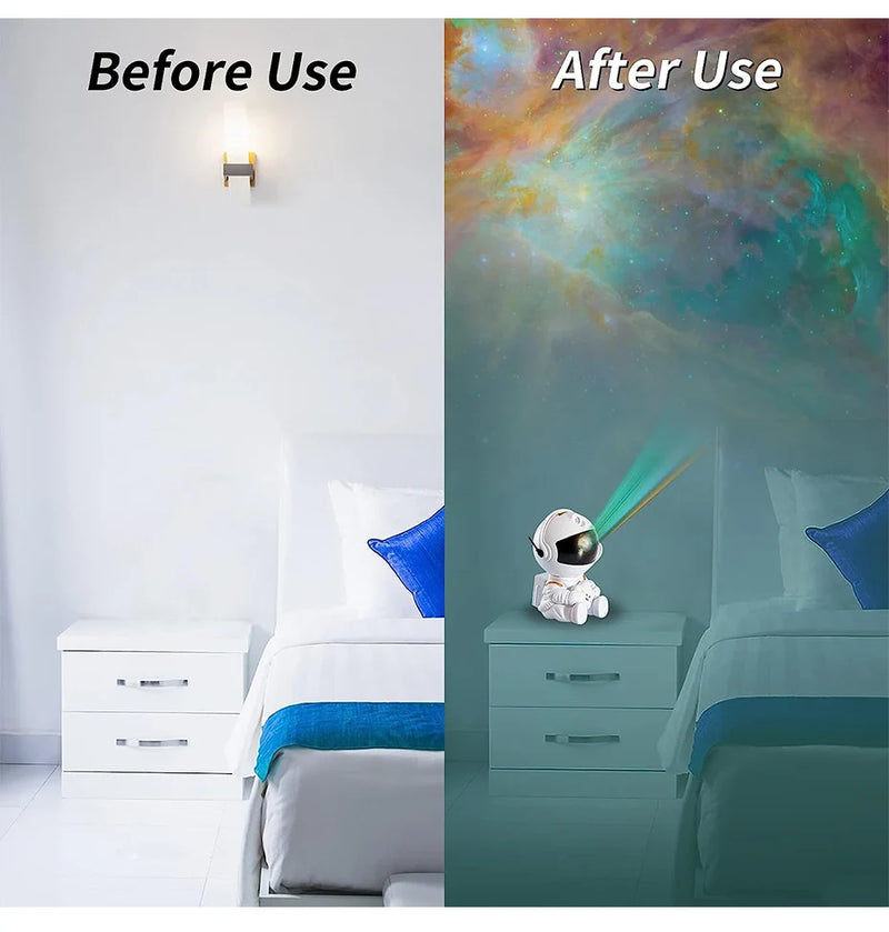 Projetor de luz de astronauta Galaxy Star Starry Sky Projetor Lâmpada Decoração Quarto Nebulosa LED Luz noturna Presente para crianças e adultos