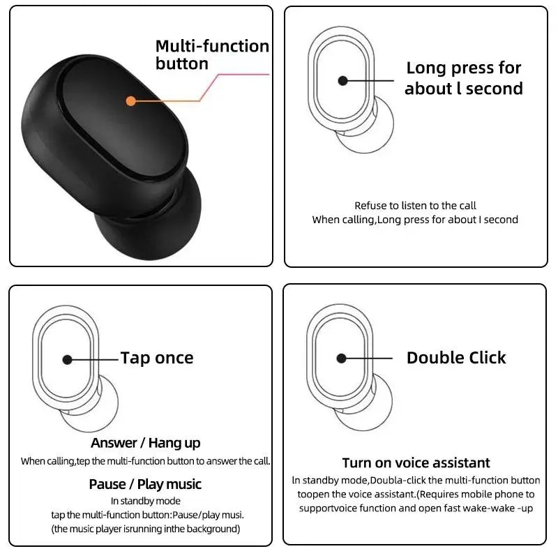 Novo Xiaomi Redmi Airdots 2 Fone de ouvido sem fio Bluetooth com microfone Fones de ouvido Airdots 2 Fone Fones de ouvido Bluetooth Fones de ouvido sem fio