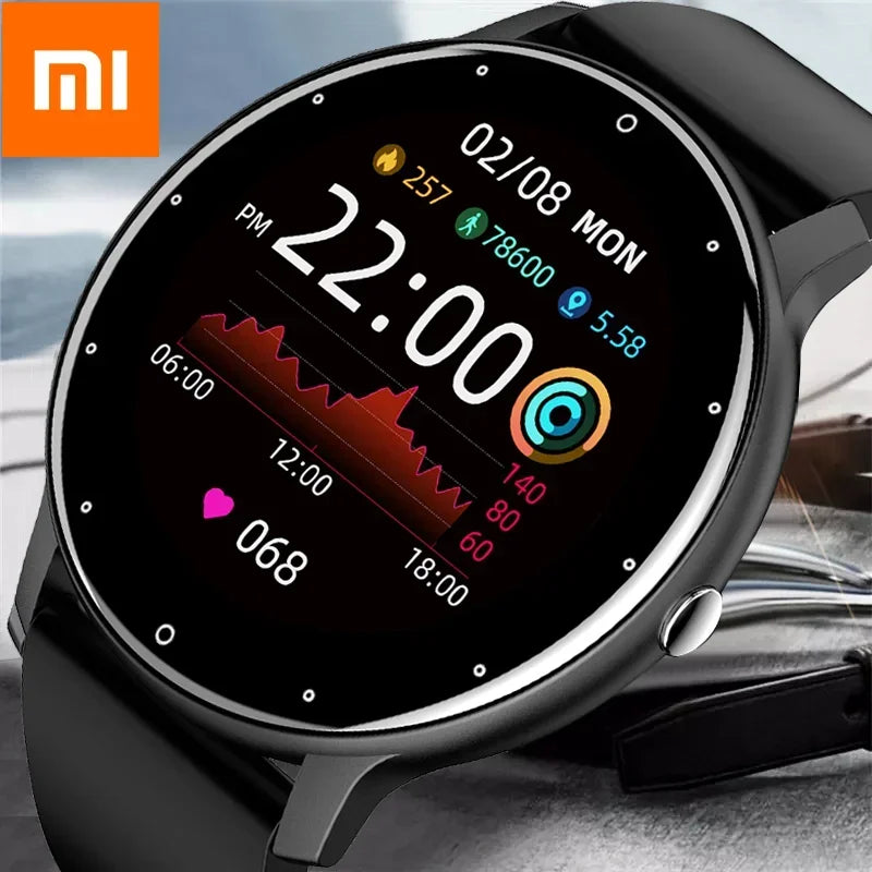 Xiaomi Novo Relógio Inteligente Masculino Tela de Toque Completa Esporte Fitness Relógio IP67 À Prova D'Água Bluetooth Para Android iOS Smartwatch Masculino+caixa