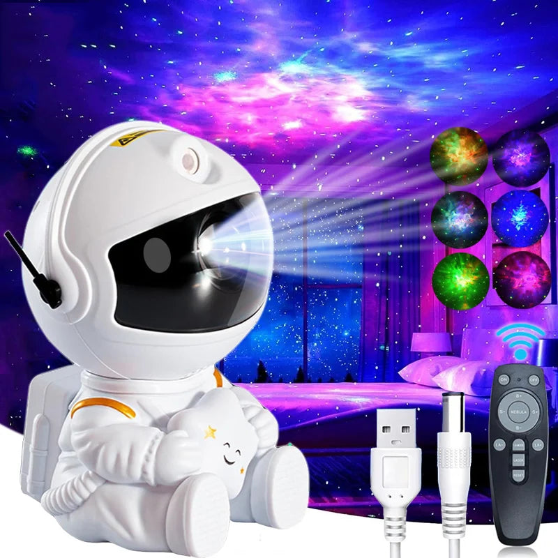 Projetor de luz de astronauta Galaxy Star Starry Sky Projetor Lâmpada Decoração Quarto Nebulosa LED Luz noturna Presente para crianças e adultos